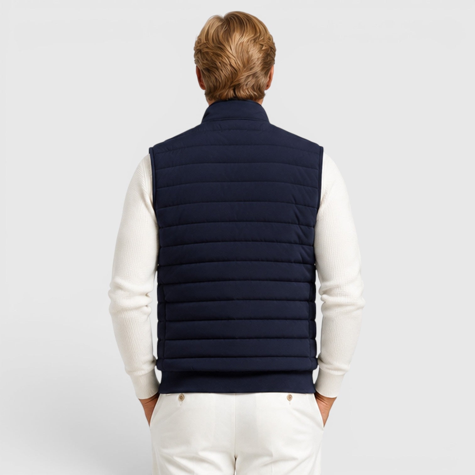 Alternate product view 5 of men's Quilted Gilet with zip front layering design.