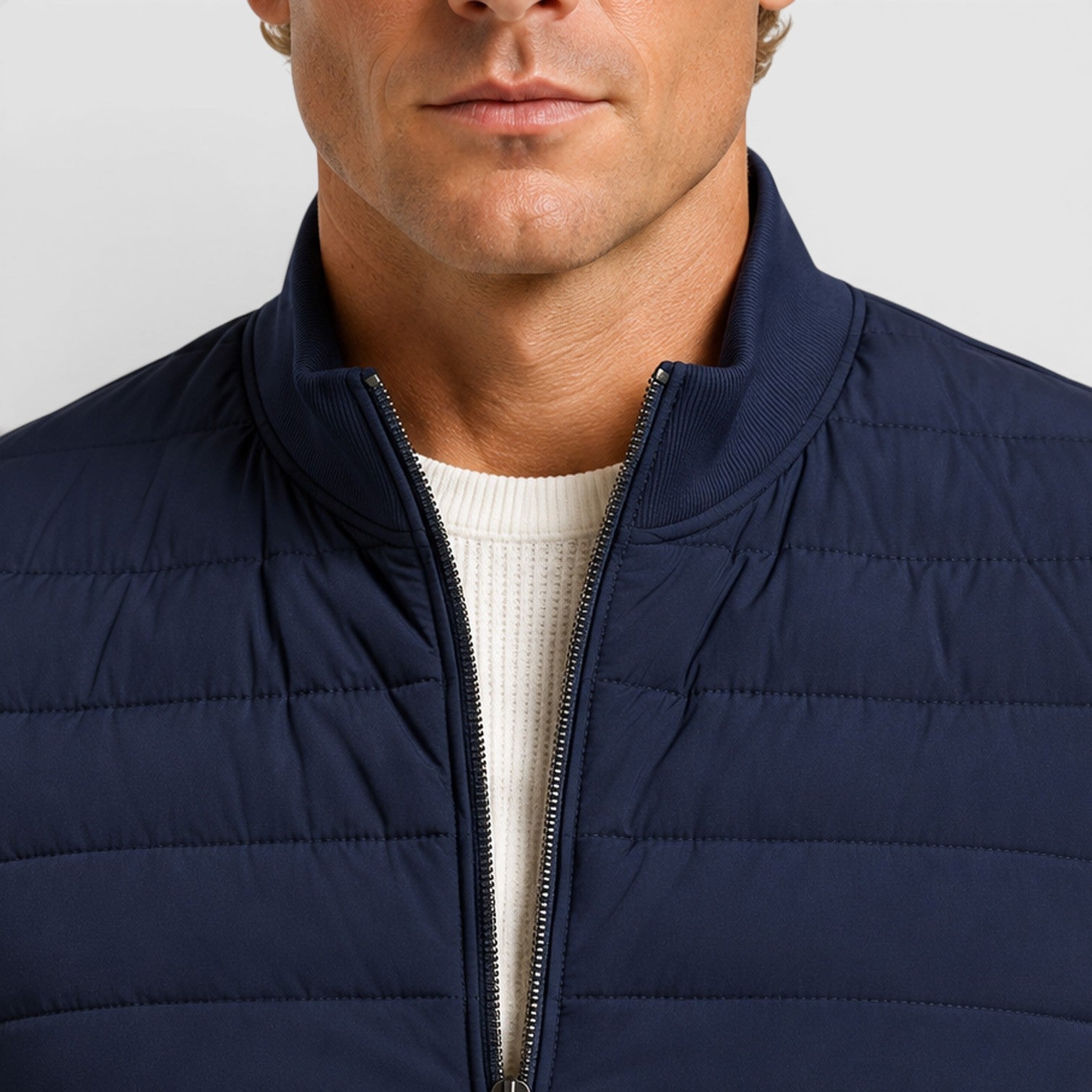 Alternate product view 6 of men's Quilted Gilet with zip front layering design.