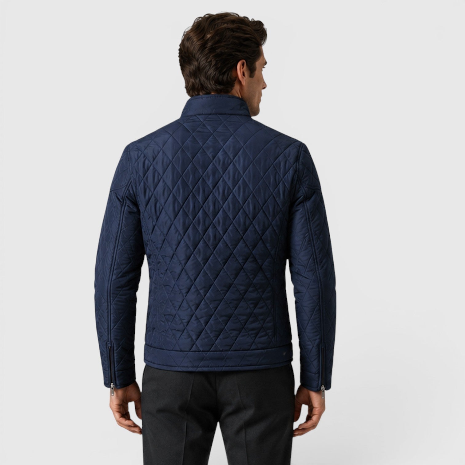 Alternate product view 2 of men's Quilted Jacket with diamond quilted zip front.