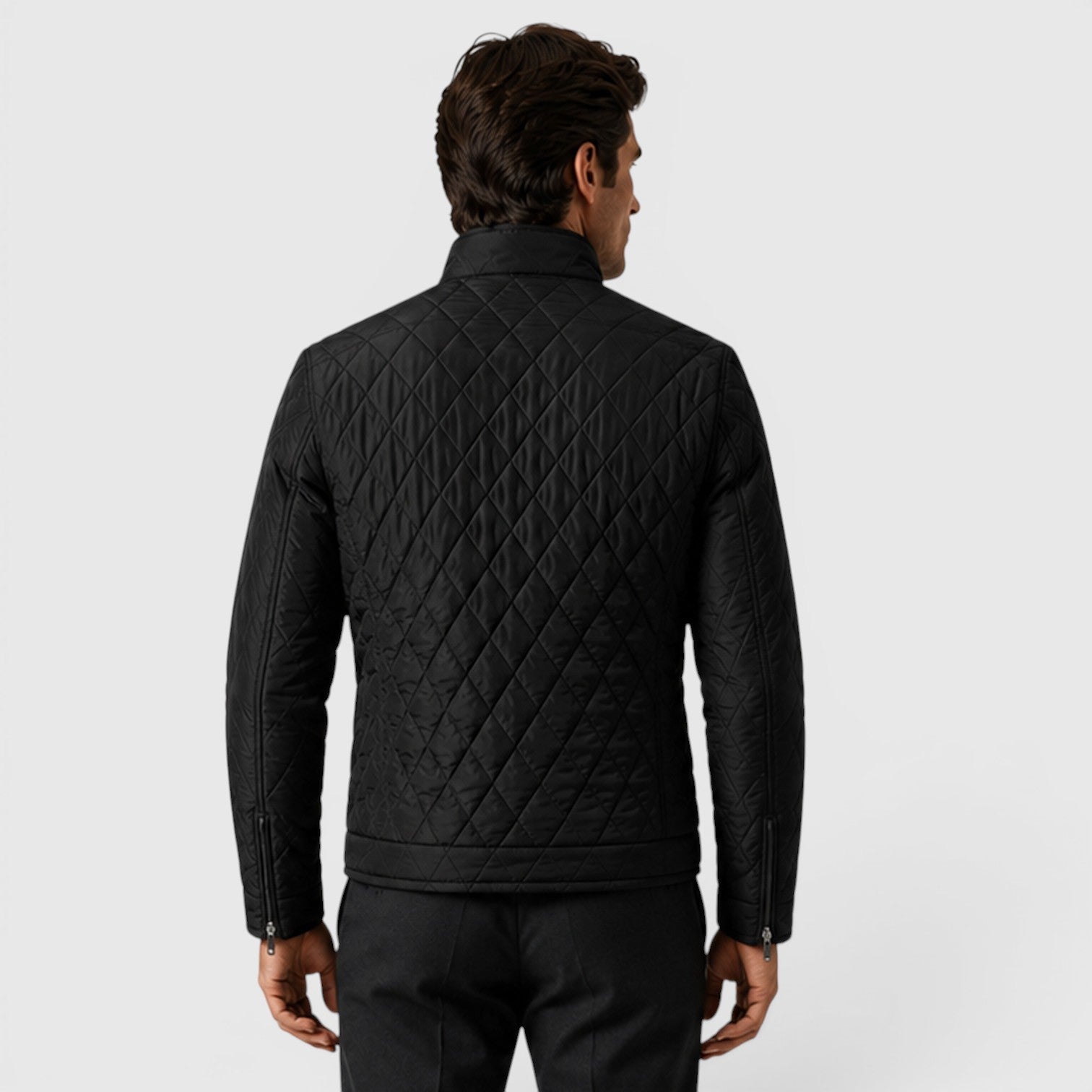 Alternate product view 6 of men's Quilted Jacket with diamond quilted zip front.