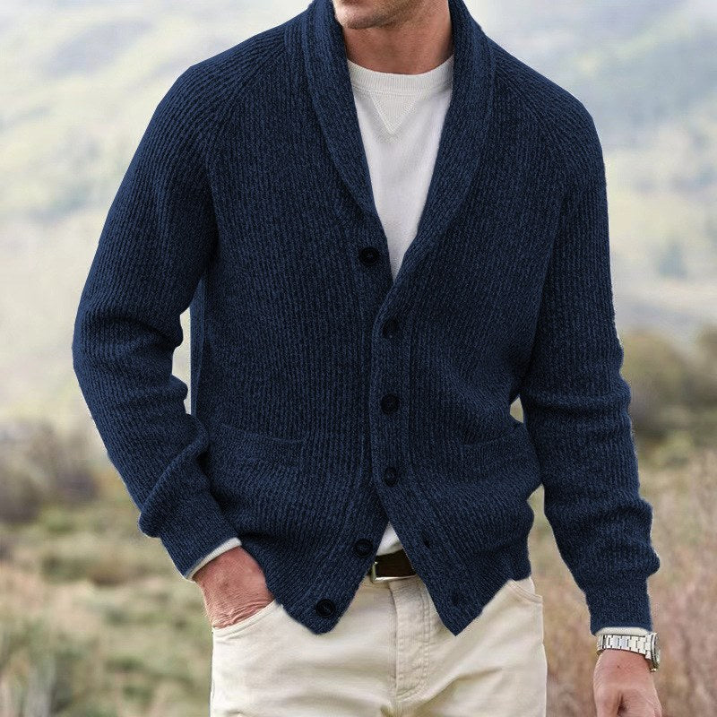 Men's Shawl Collar Knit Cardigan with Buttons, view 3 of 5