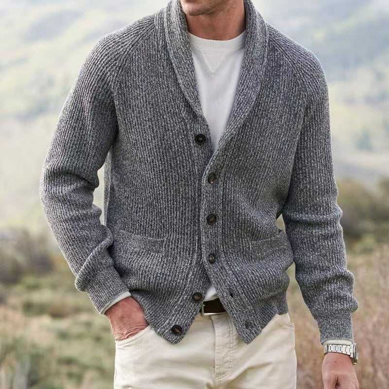 Men's Shawl Collar Knit Cardigan with Buttons, view 5 of 5
