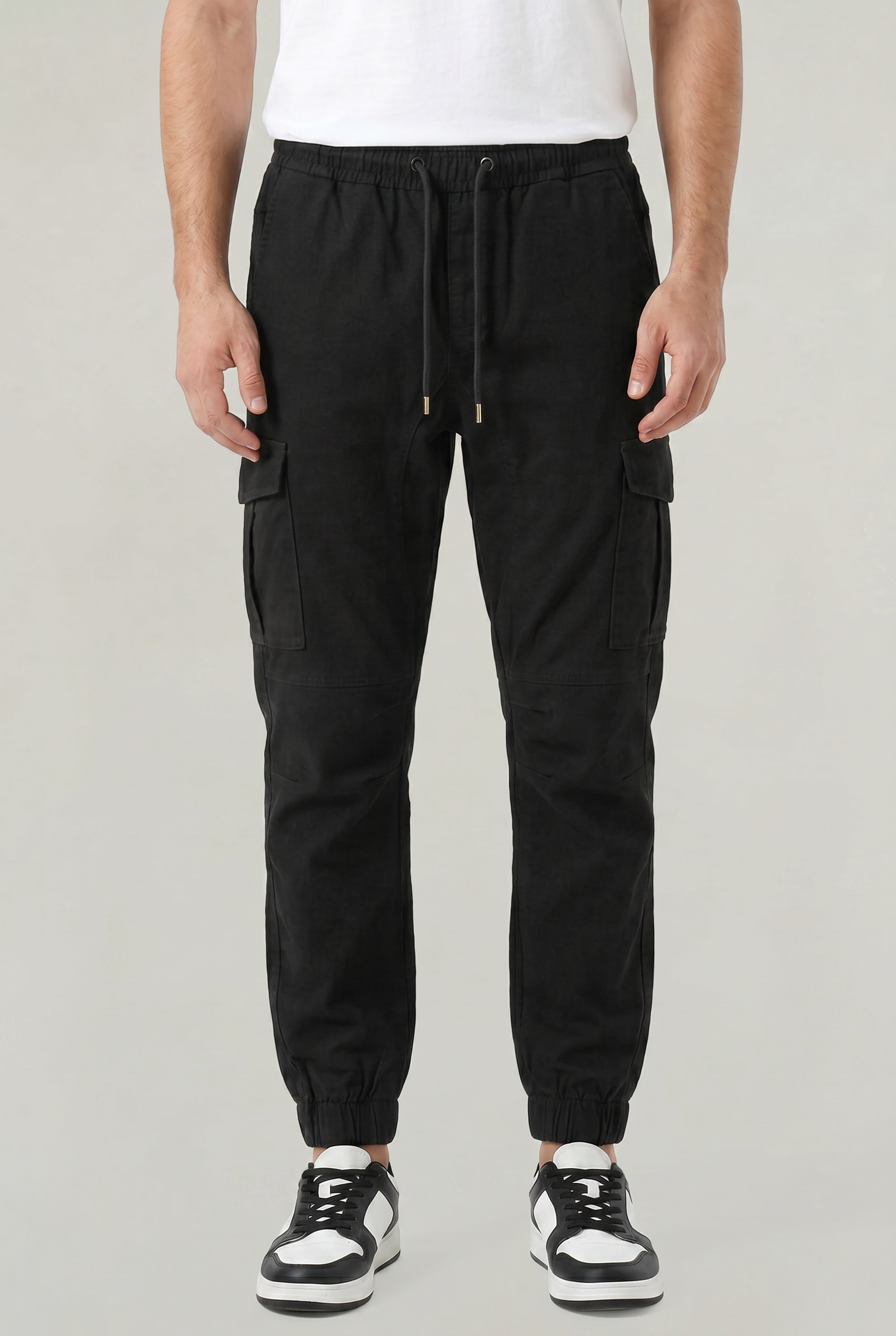 Men's Slim Fit Cargo Trousers with Cotton Look, view 1 of 17