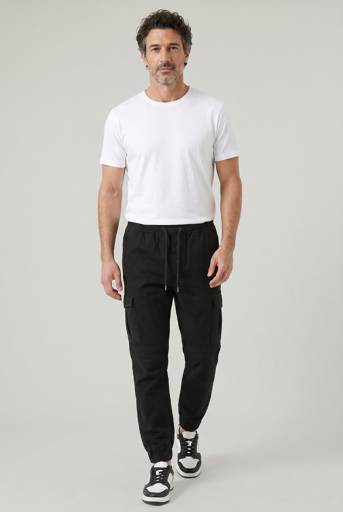 Men's Slim Fit Cargo Trousers with Cotton Look, view 4 of 17