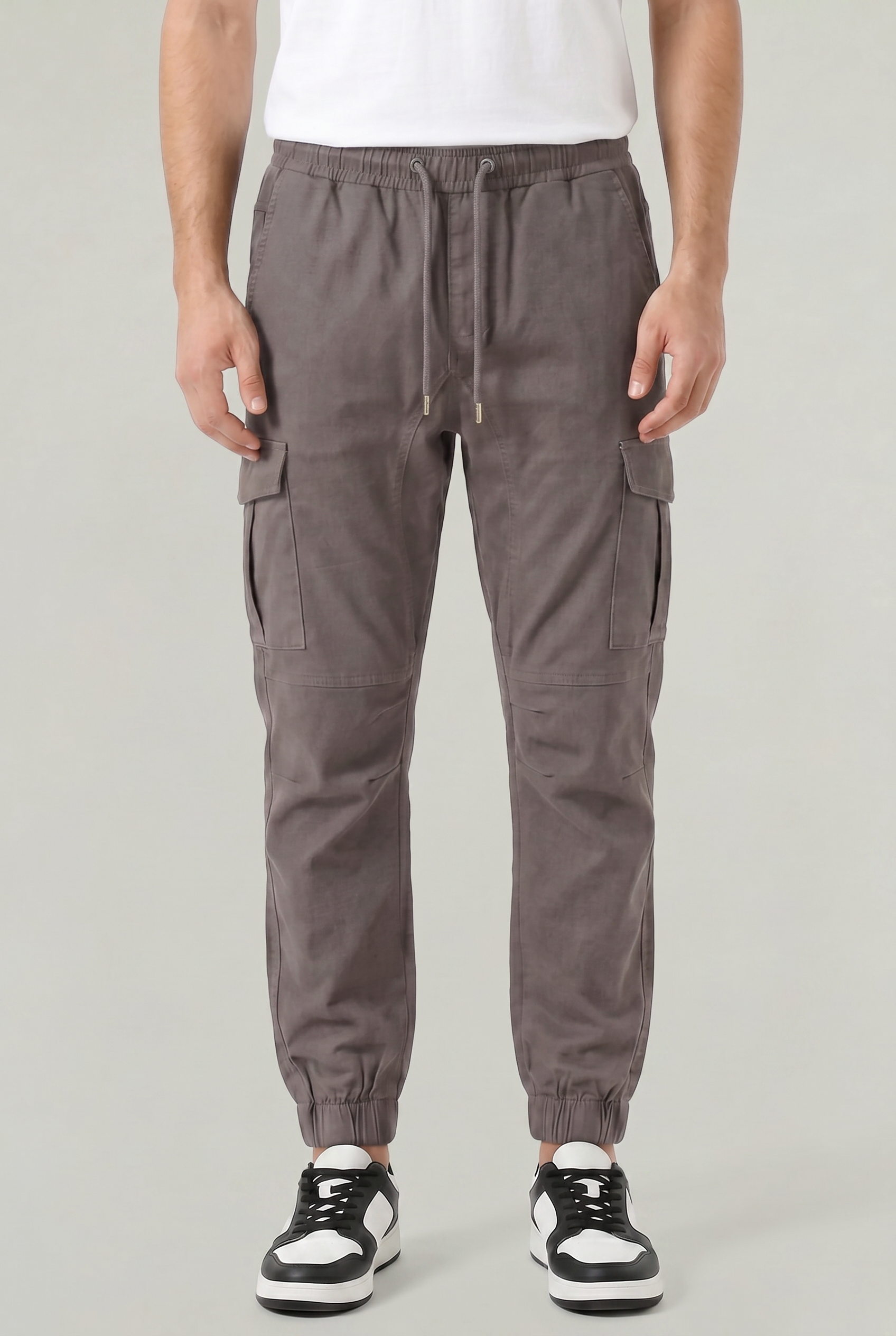 Men's Slim Fit Cargo Trousers with Cotton Look, view 7 of 17