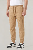 Men's Slim Fit Cargo Trousers with Cotton Look, view 9 of 17