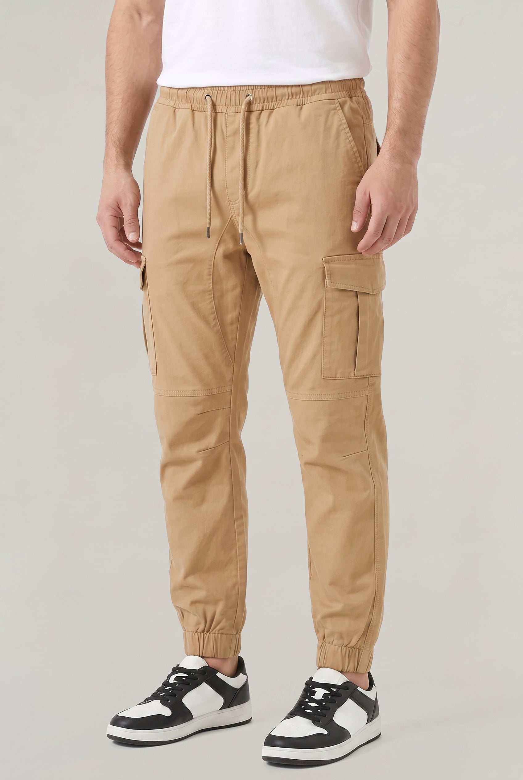 Men's Slim Fit Cargo Trousers with Cotton Look, view 9 of 17