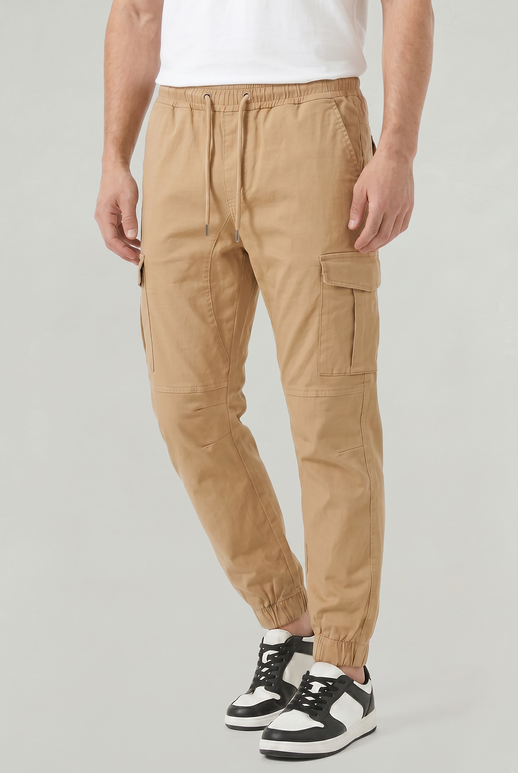 Men's Slim Fit Cargo Trousers with Cotton Look, view 10 of 17