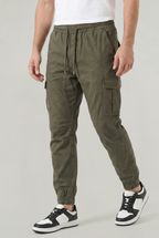 Men's Slim Fit Cargo Trousers with Cotton Look, view 12 of 17