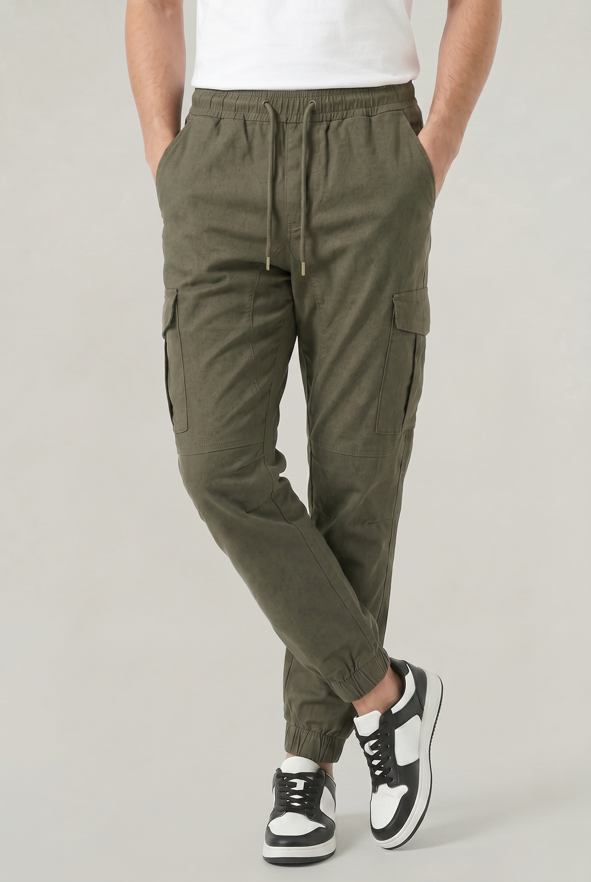 Men's Slim Fit Cargo Trousers with Cotton Look, view 13 of 17