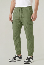 Men's Slim Fit Cargo Trousers with Cotton Look, view 15 of 17