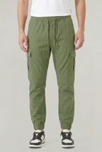 Men's Slim Fit Cargo Trousers with Cotton Look, view 16 of 17