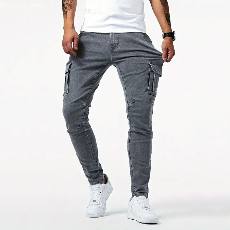 Men's Slim Fit Cargo Trousers with Multi-Pocket Design, view 5 of 10