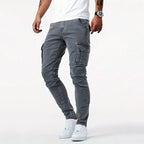 Men's Slim Fit Cargo Trousers with Multi-Pocket Design, view 6 of 10
