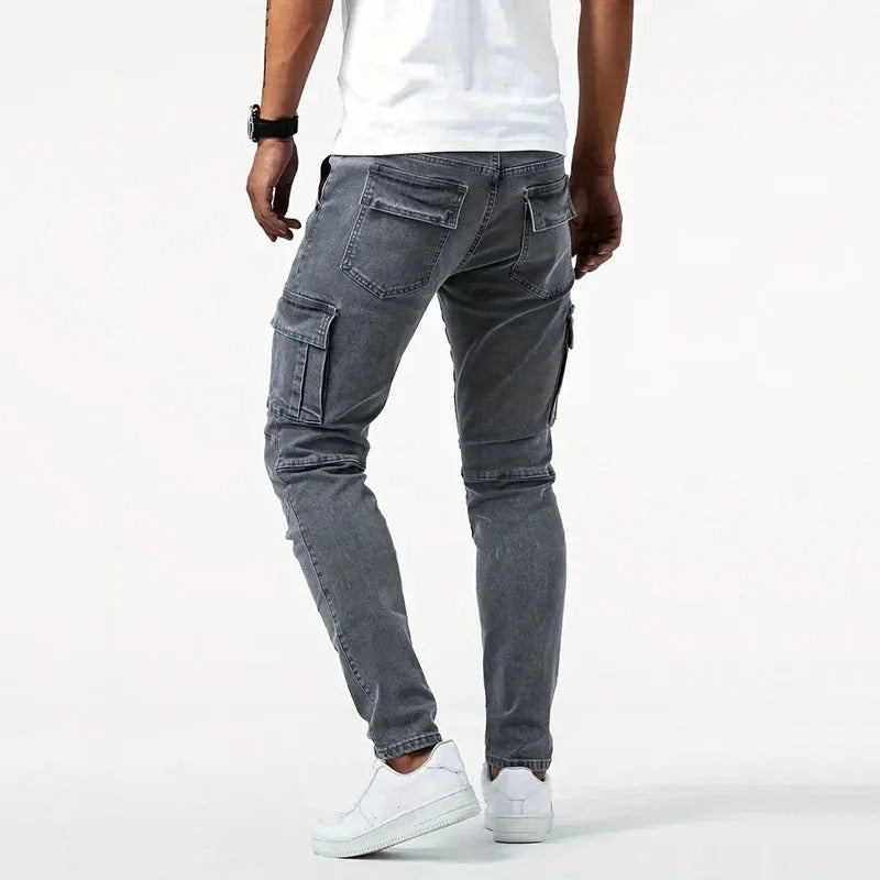 Men's Slim Fit Cargo Trousers with Multi-Pocket Design, view 7 of 10
