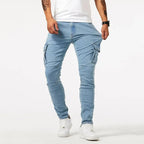 Men's Slim Fit Cargo Trousers with Multi-Pocket Design, view 8 of 10
