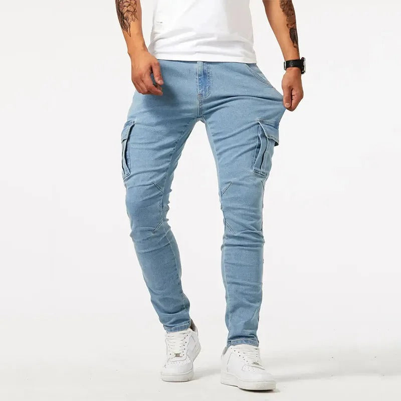 Men's Slim Fit Cargo Trousers with Multi-Pocket Design, view 8 of 10