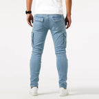 Men's Slim Fit Cargo Trousers with Multi-Pocket Design, view 9 of 10