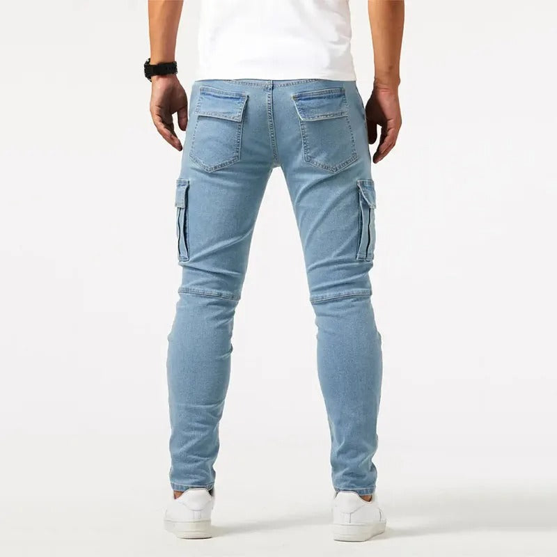Men's Slim Fit Cargo Trousers with Multi-Pocket Design, view 9 of 10