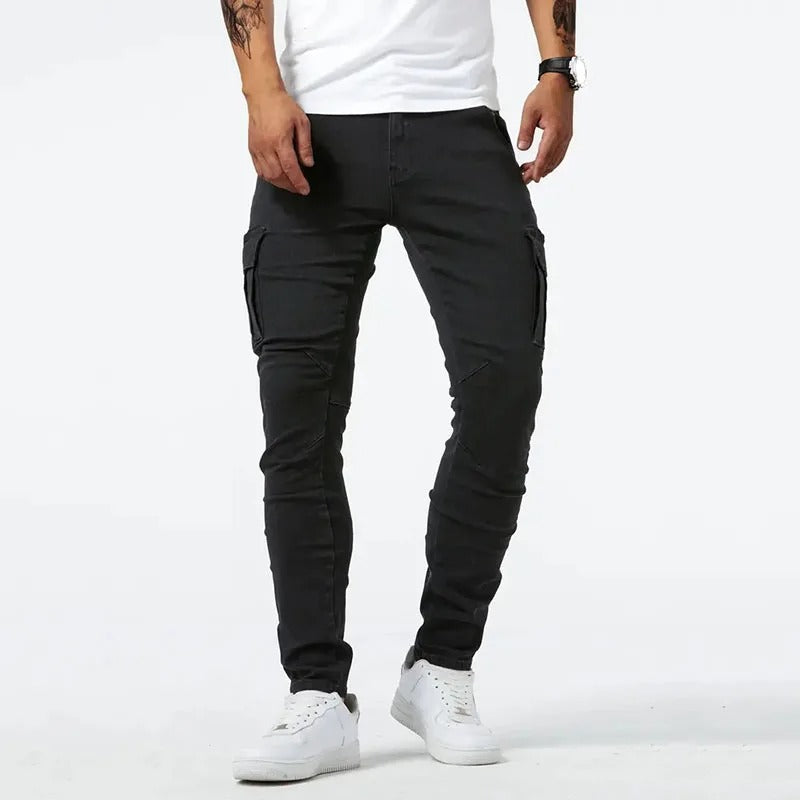 Men's Slim Fit Cargo Trousers with Multi-Pocket Design, view 10 of 10
