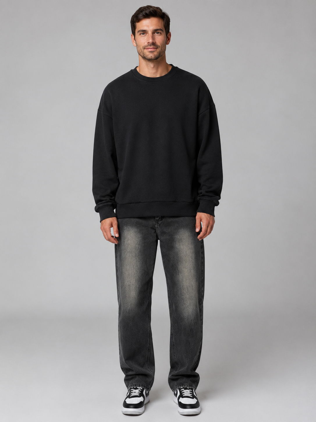 Alternate product view 3 of men's Straight Leg Jeans with relaxed vintage wash denim.