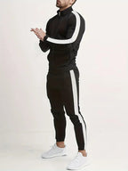Men's striped tracksuit set, slim fit joggers – product image 1