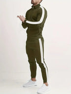 Men's striped tracksuit set, slim fit joggers – product image 2
