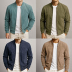 Men's Suede Bomber Jacket with Zip Front Rib Trim, view 5 of 6