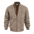 Men's Suede Bomber Jacket with Zip Front Rib Trim, view 6 of 6