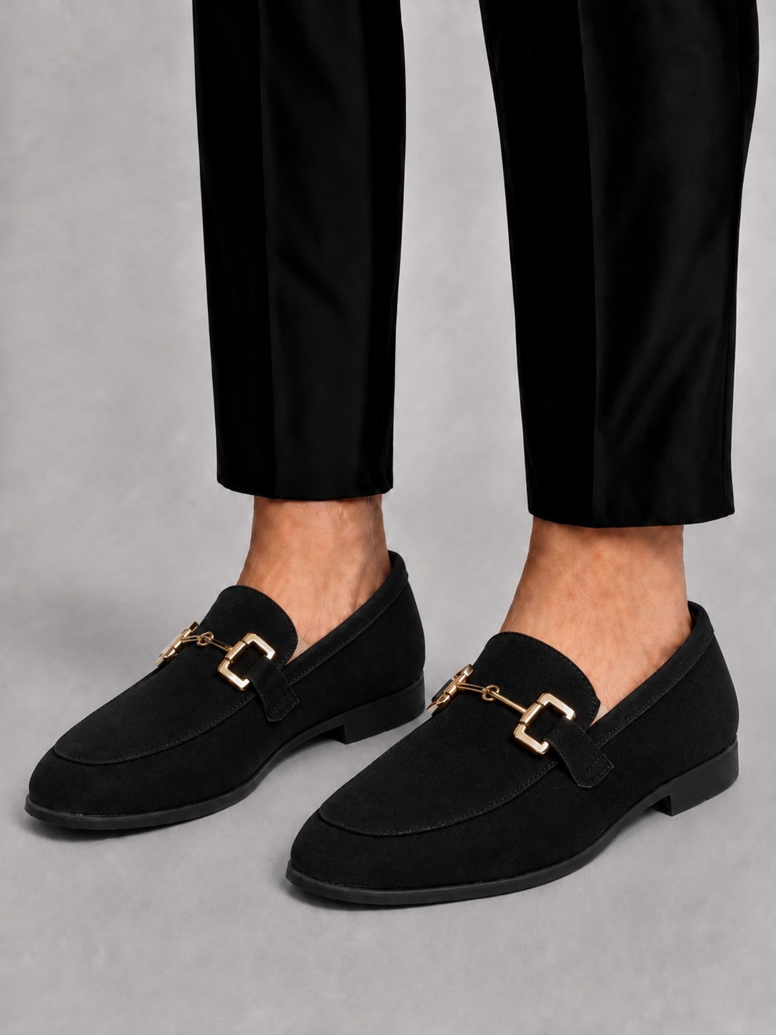 Men's suede loafers, buckle slip on shoes – product image 3