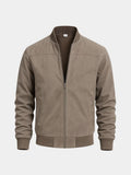 Men's Suede Look Bomber Jacket with Zip Front, view 1 of 9