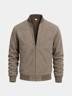 Men's Suede Look Bomber Jacket with Zip Front, view 1 of 9