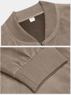 Men's Suede Look Bomber Jacket with Zip Front, view 4 of 9