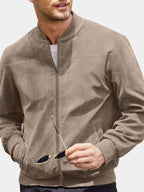 Men's Suede Look Bomber Jacket with Zip Front, view 5 of 9