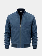 Men's Suede Look Bomber Jacket with Zip Front, view 7 of 9