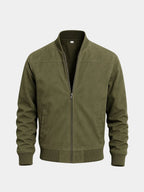 Men's Suede Look Bomber Jacket with Zip Front, view 8 of 9