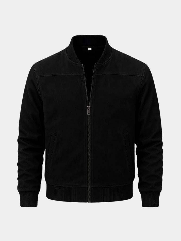 Men's Suede Look Bomber Jacket with Zip Front, view 9 of 9