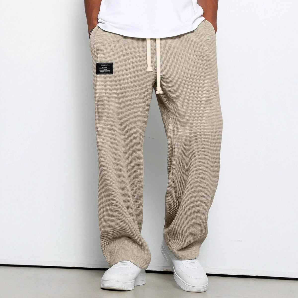 Men's textured relaxed fit trousers, straight leg – product image 5
