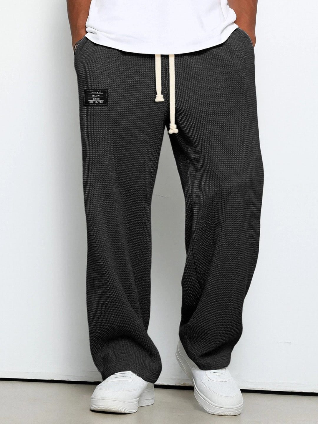 Men's textured relaxed fit trousers, straight leg – product image 8