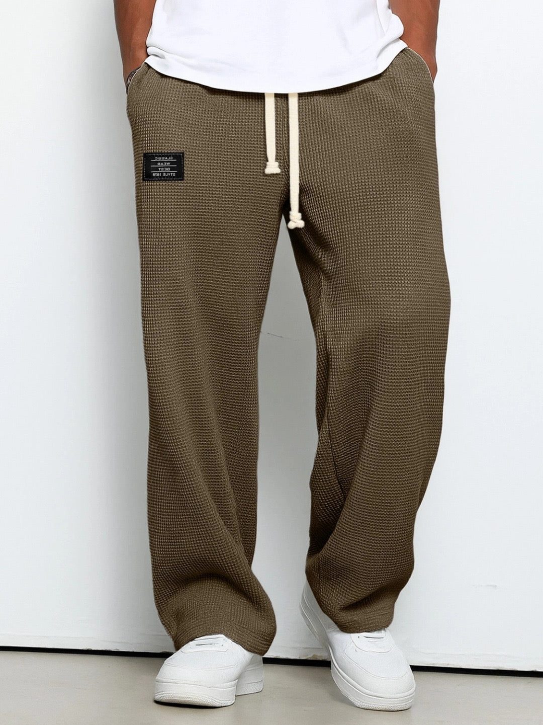 Men's textured relaxed fit trousers, straight leg – product image 9