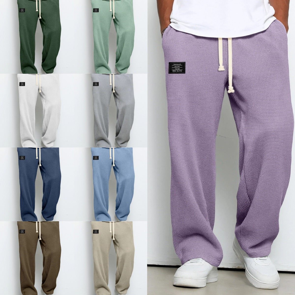 Men's textured relaxed fit trousers, straight leg – product image 12