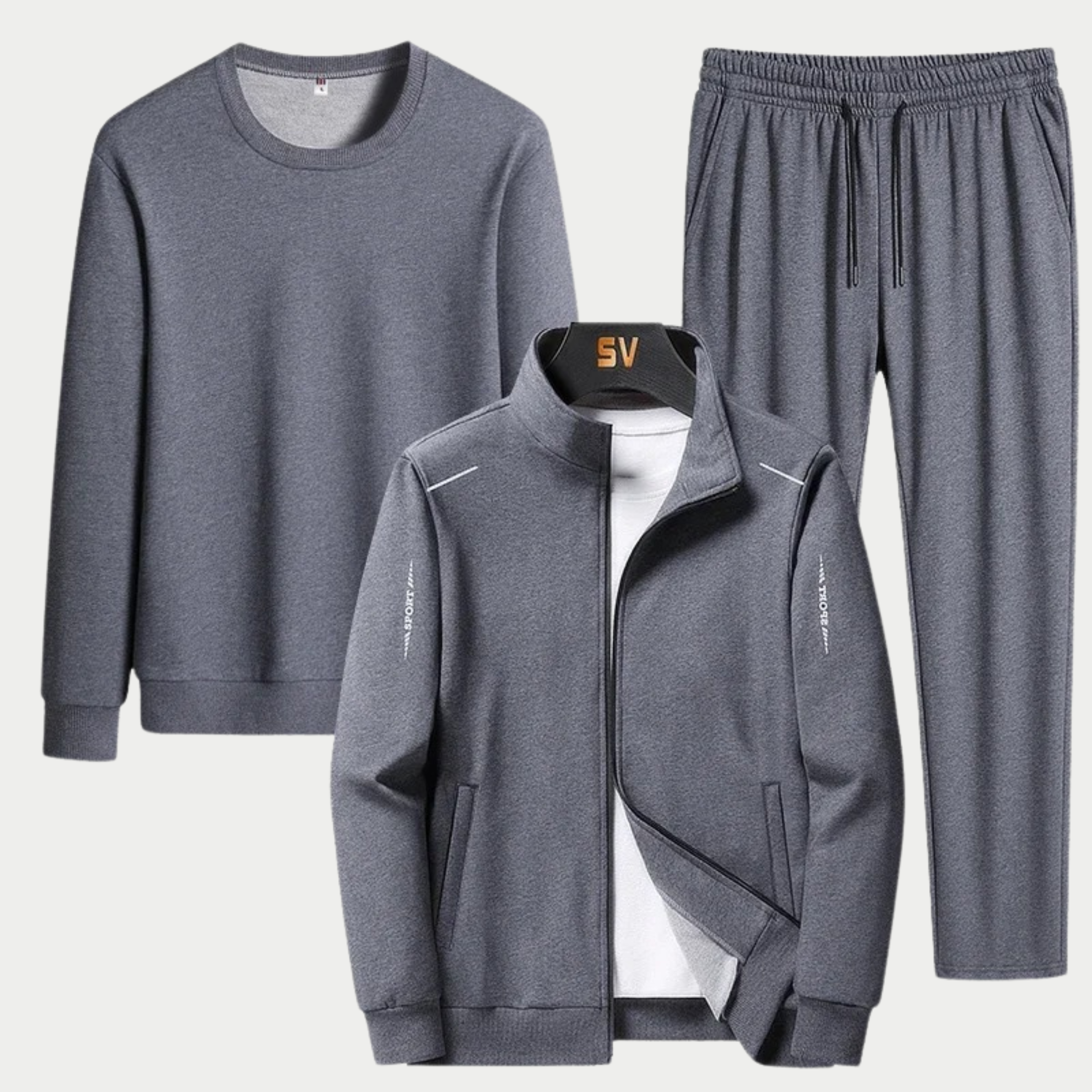 Men's three piece tracksuit set, comfortable fit – product image 1