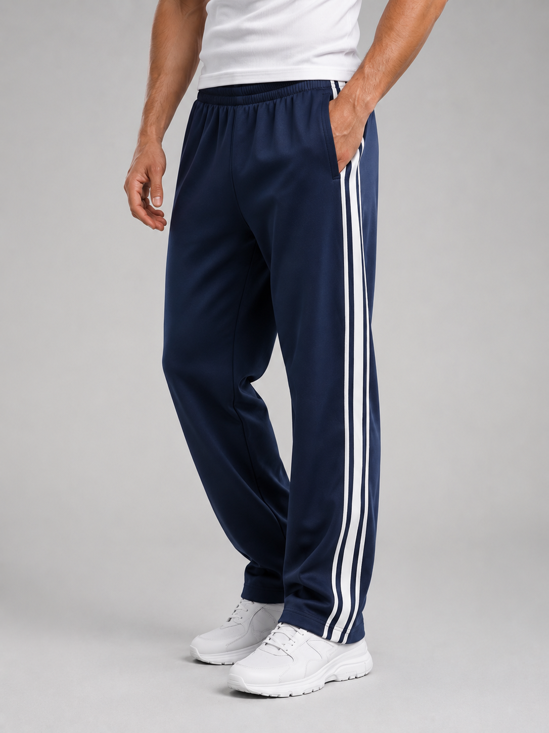 Men's Track Pants with side stripe relaxed fit.