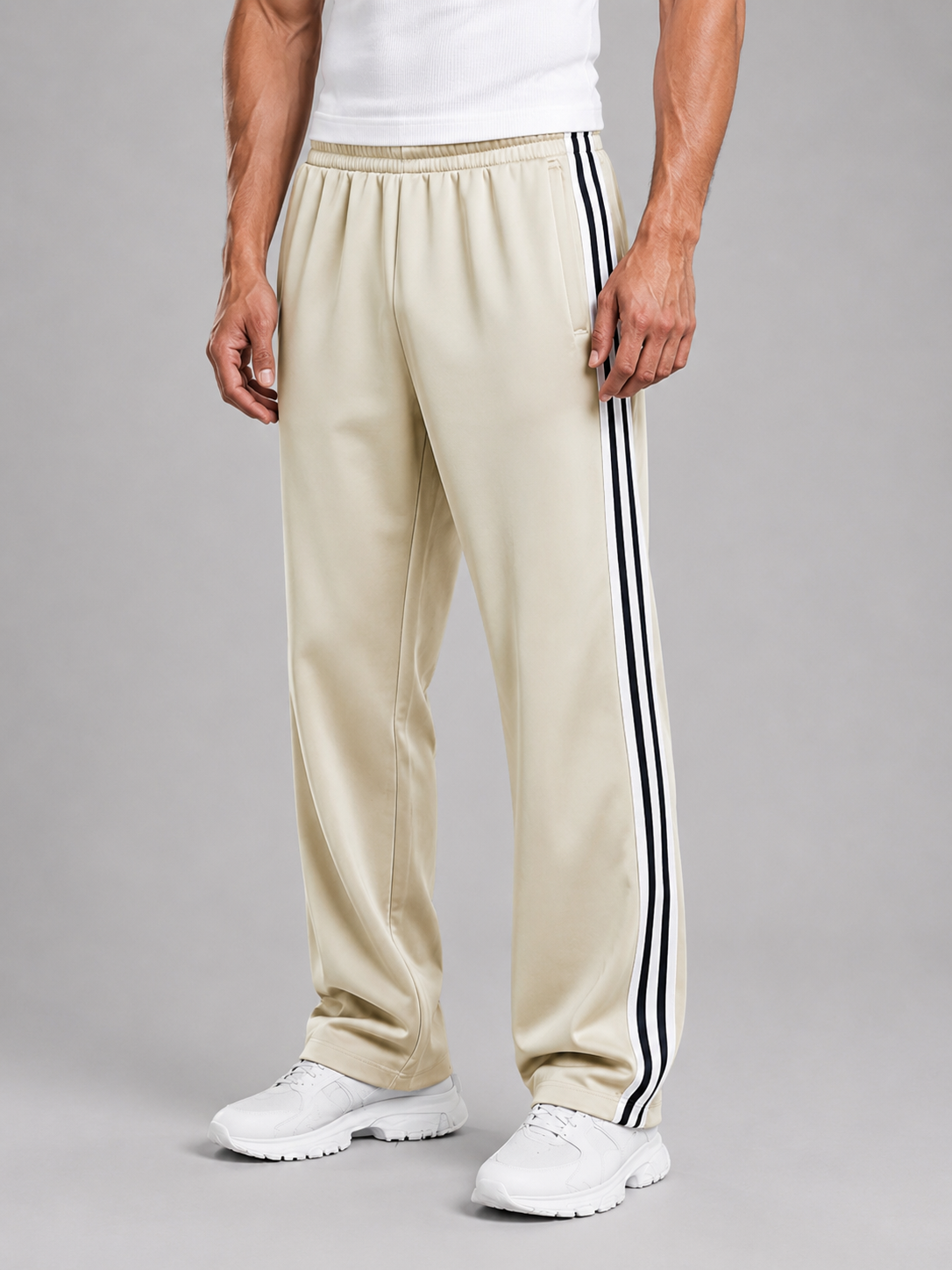 Alternate product view 5 of men's Track Pants with side stripe relaxed fit.