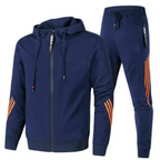 Men's tracksuit hoodie set, sporty side stripes – product image 1
