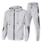 Men's tracksuit hoodie set, sporty side stripes – product image 2
