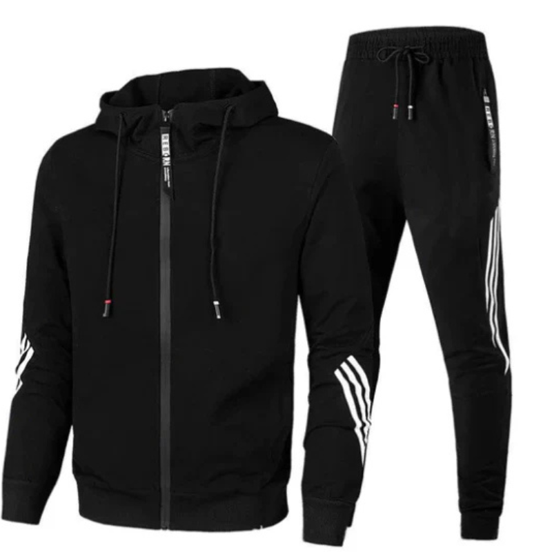 Men's tracksuit hoodie set, sporty side stripes – product image 4