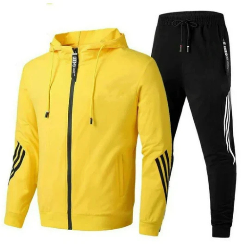 Men's tracksuit hoodie set, sporty side stripes – product image 5