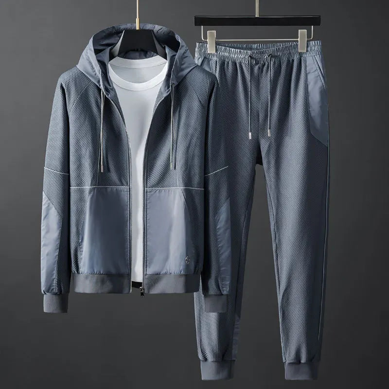 Men's tracksuit set, hooded top & casual joggers – product image 1