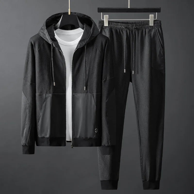 Men's tracksuit set, hooded top & casual joggers – product image 2